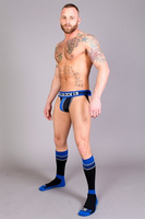 JOCKSTRAP BLACK/BLUE, NYLON/SPANDEX, SIZES: S M L XL
