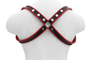 BRACK CROSS HARNESS LEATHER BLACK/RED