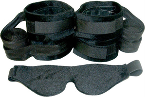 BONDAGE KIT TOW RESTAINTS, ONE BLINDFOLD. NYLON, ADJUSTABLE