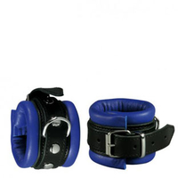 LEATHER CUFFS BLUE, 6.5 CM