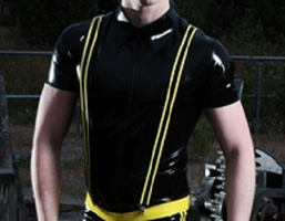 ZIPPED SHIRT BY MR. B ALL BLACL, SIZES: S,M,L,