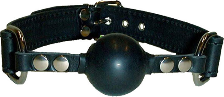 BALL GAG RUBBER BALL GAG WITH LEATHER STRAP-ON
